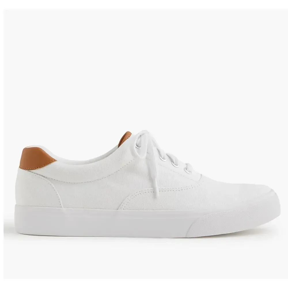 J.CREW Factory Men's Canvas lace-up sneakers in White Canvas Size 8H